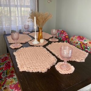 Vintage Crochet Kitchen Placemats, Coasters, and Hot Plate/Pot Coasters. (11 PC)